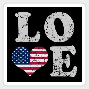 Love America USA  American Flag Heart Patriotic Sticker